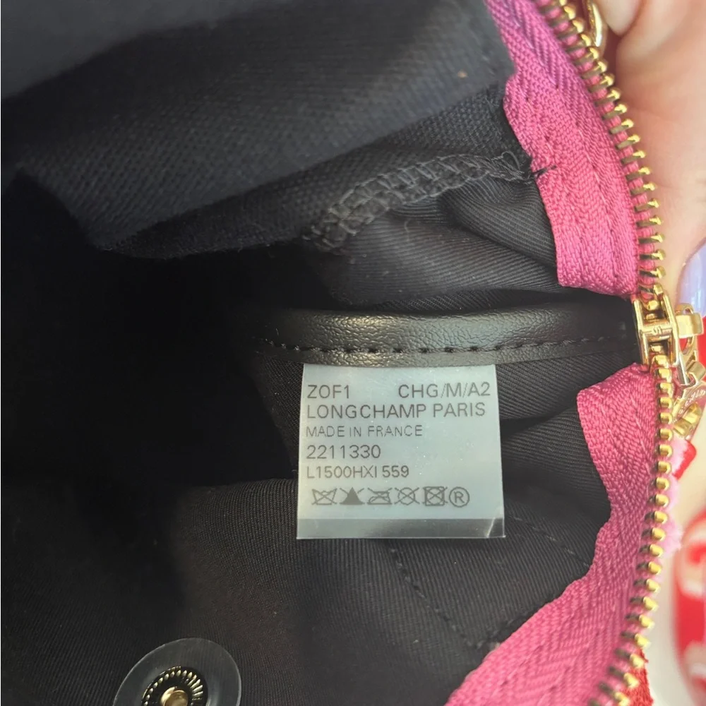 Longchamp Le Pliage Velvet Extra Small Bag in Peony - Picture 5 of 8